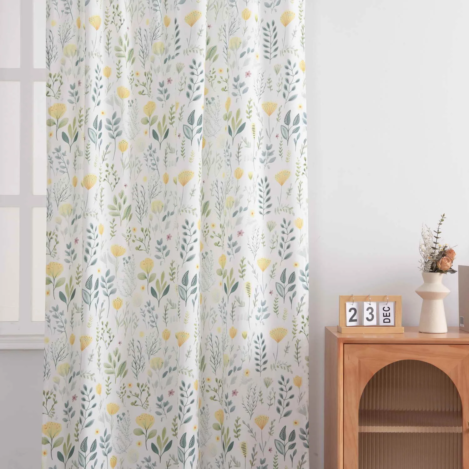 

1PC Rustic Fresh Yellow Floral Grass Curtain for Living Room Semi-Shading Kitchen Window Drape Cafe Homestay #E