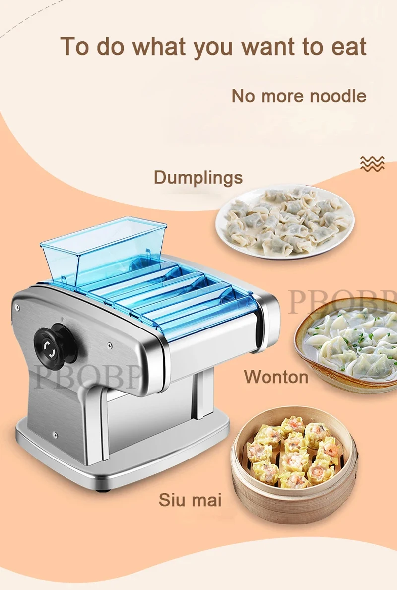 Description Picture 6 of itemPBOBP Multifunctional Electric Wonton Dumpling Skin Maker Electric Noodle Machine Thickness Adjustment Press Dough Make Noodles