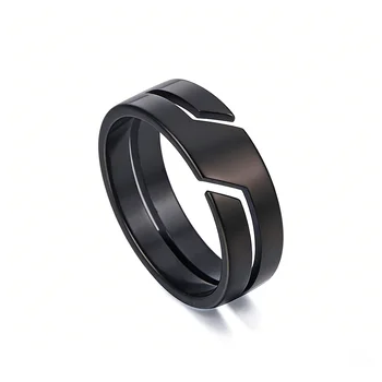 Anello in Acciaio Inossidabile per Uomo e Donna, Anelli Minimalisti Neri Casual, Gioielli per Coppie 2025, Regalo di Nozze per Innamorati