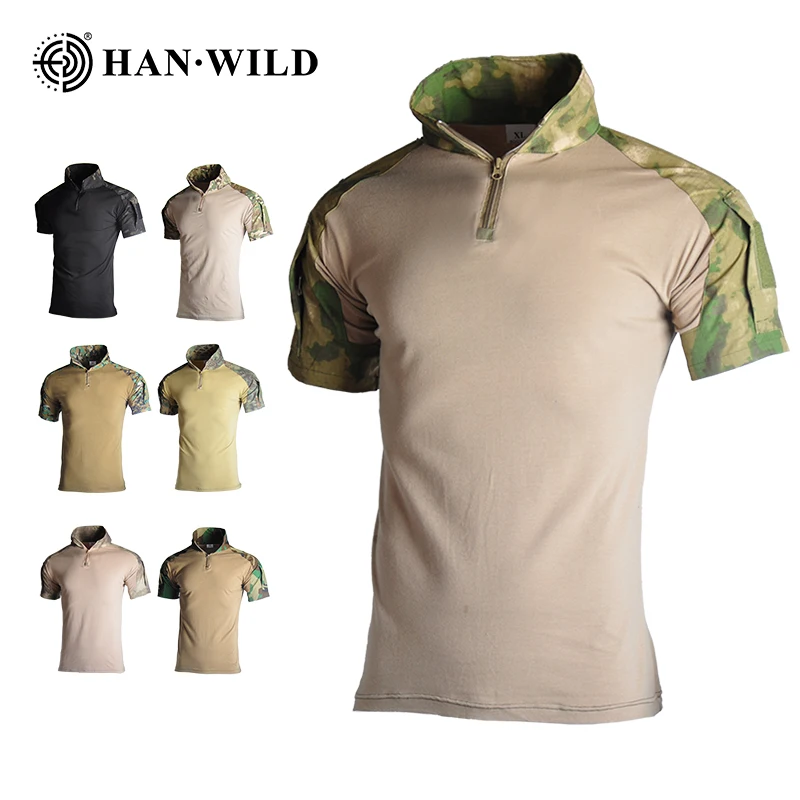 Mens Army Tactical Military Combat T-Shirts Long Shirt Camouflage