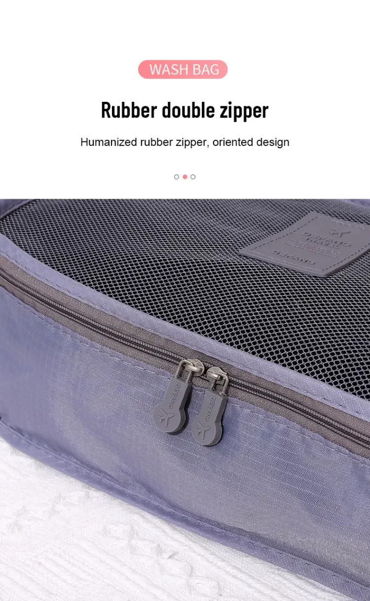 6-teiliges Set Rosa/Blau/Grau Reise-Aufbewahrungstaschen Große Kapazität Wasserdichte Gepäck-Kleidung-Unterwäsche-Aufbewahrung mit Reißverschluss – Detail 4