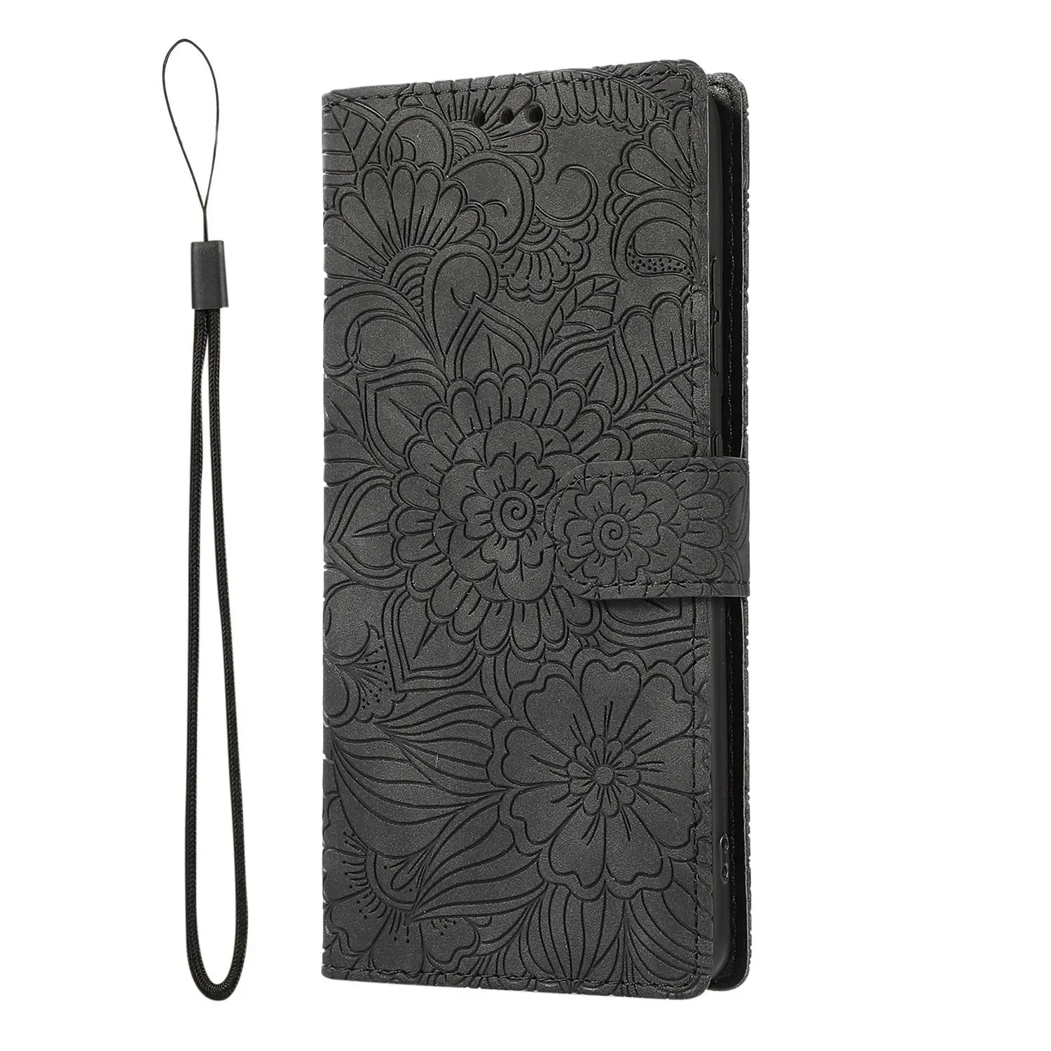 Premium Embossed Leather Wallet Phone Case with Card Holder