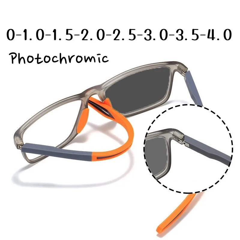 Ultralight Photochromic TR Sports Myopia Glasses Women Men Trendy Anti