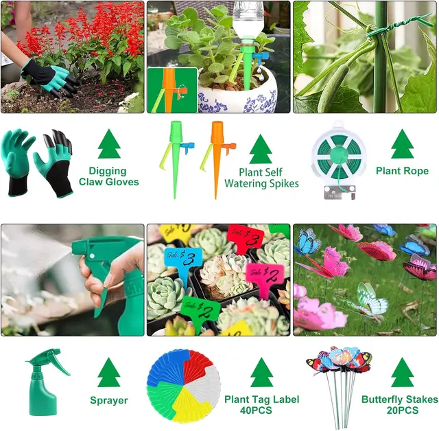 84 Pcs Garden Tools Set with Heavy Duty Aluminum Hand Tools, Pruning Shears, Gloves, Sprayer, Bag, Succulent Tools for Gardening