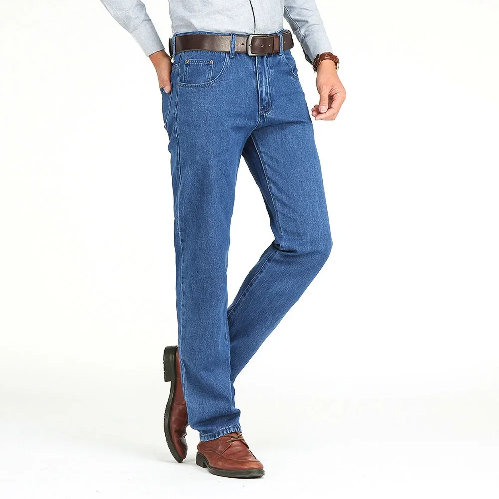 Loose Jeans Men Business Cotton Fabric Summer Classic Straight Denim Pants for Male Casual Trousers