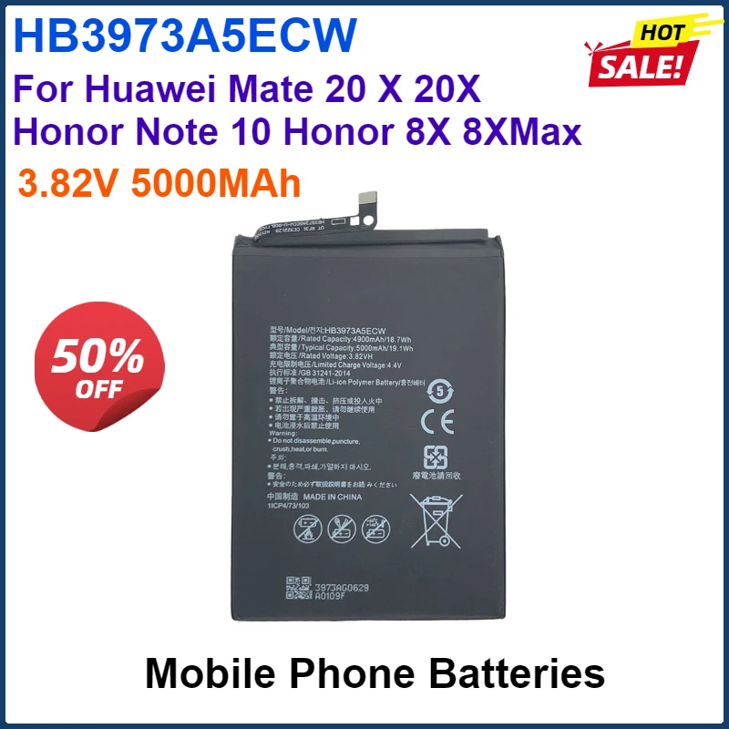 HB3973A5ECW 3.82V 5000MAh Mobile Phone Batteries For Huawei Mate 20 X 20X/ For Honor Note 10 Note10/ For Honor 8X 8XMax Battery