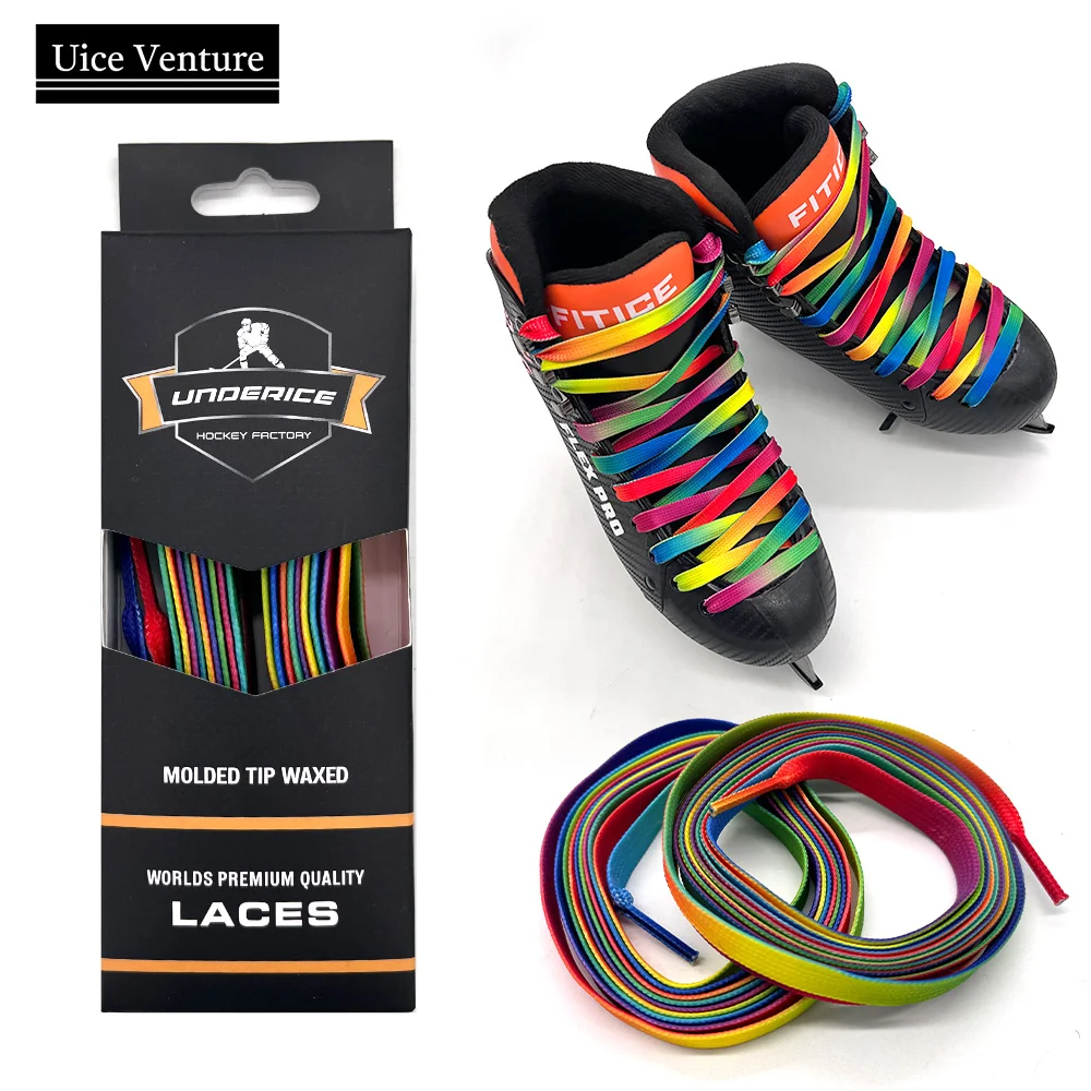 Hockey Skate Laces Ice Hockey Skate Laces 72-130inch Hockey Accessories Dual Layer Braid Reinforced Waxed Tip Design For Ice Skate Sneakers