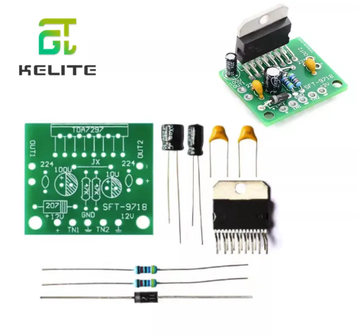 

1set TDA7297 amplifier board spare parts dc 12v grade 2.0 dual audio encoding 15w electronic diy kit