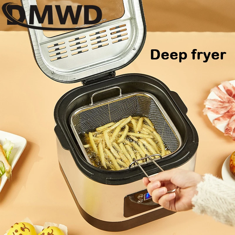 5L Deep Fryer Electric Household Intelligent Temperature adjustable Frying Machine Visualization Multicooker Removable Basket