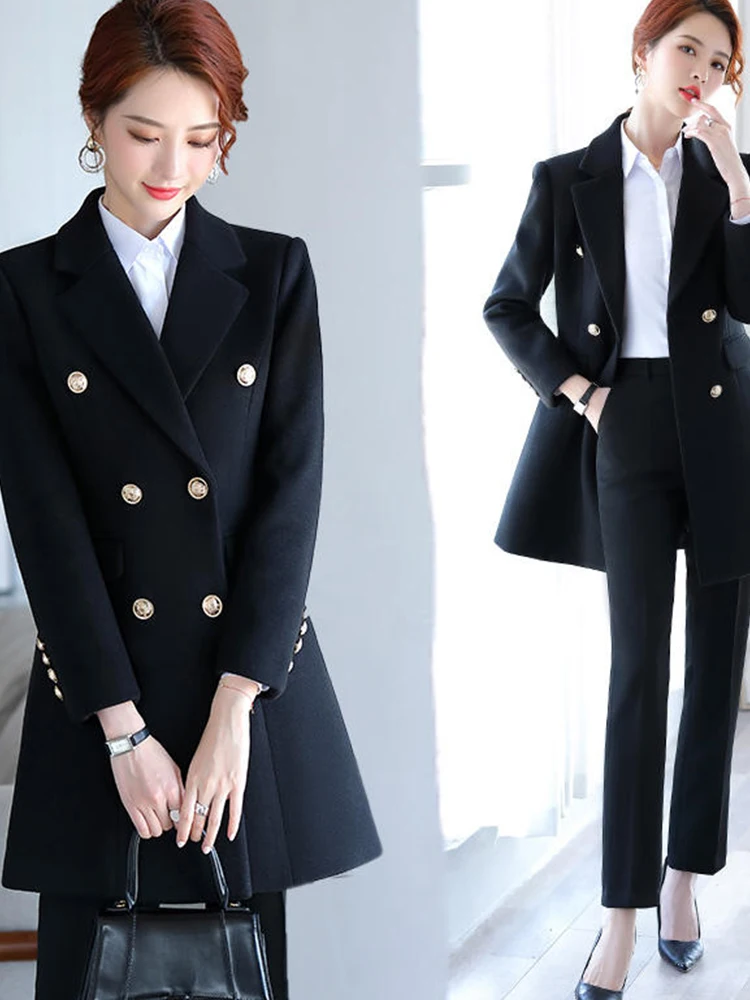 Women's Winter jacket Fashion Casual Long Coat Ladies Office Wear Winter Elegant Female Blazer Oversize