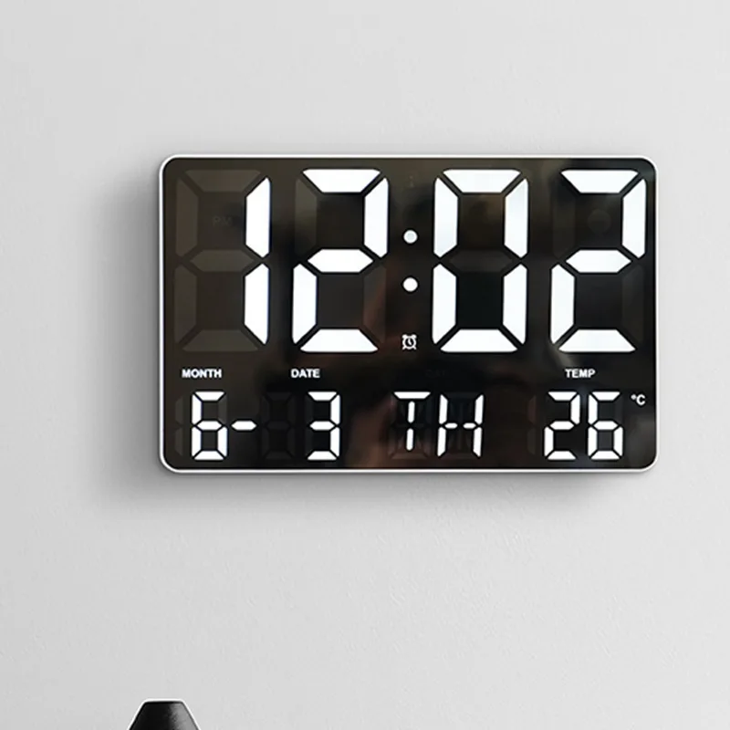 Remote Control Electronic Clock Large Screen Simple Style Living Room Wall Clock Light Sensing Digital LED Alarm Clocks