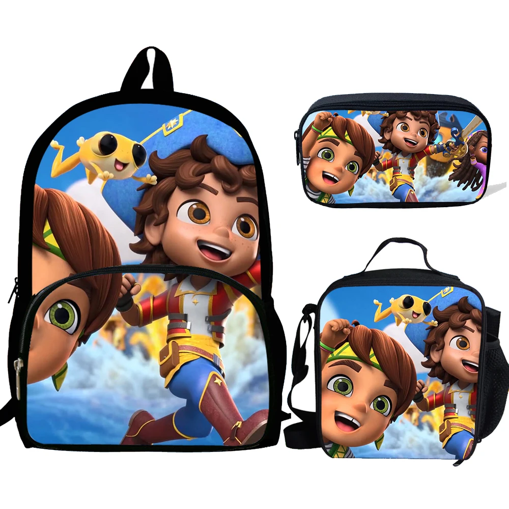 

Cartoon Santiago Graphic Print Kids School Bags Set 3PCS Children Cosmic Rocket Boys Girls Backpack Children Bookbags