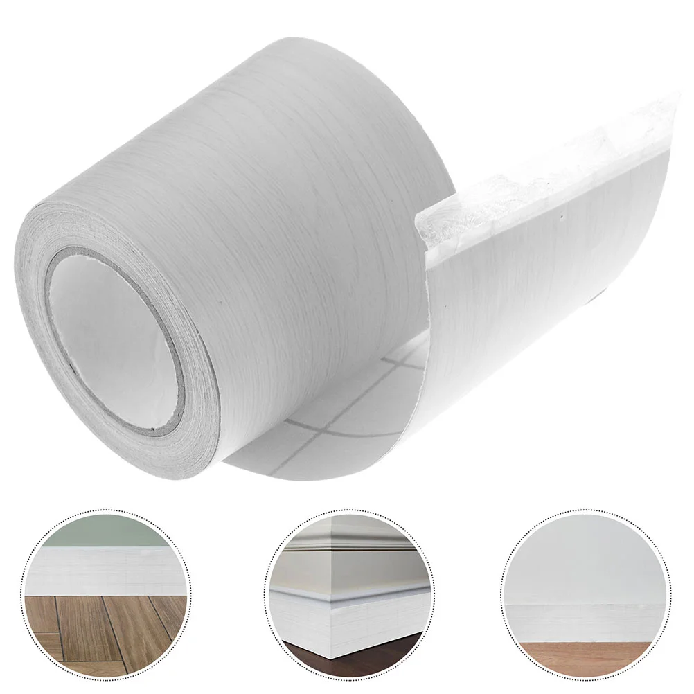 

6 Rolls Decor Self-adhesive Baseboard Flexible Molding Trim Wall Stickers Floor Strip for White