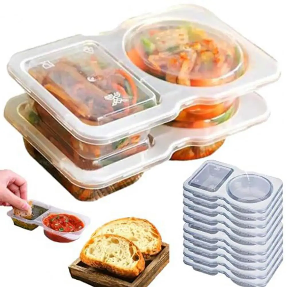 Food-safe Plastic Spice Box 20pcs Dual Compartment Condiment Containers with Lids Reusable for Dips for Condiments Commuting