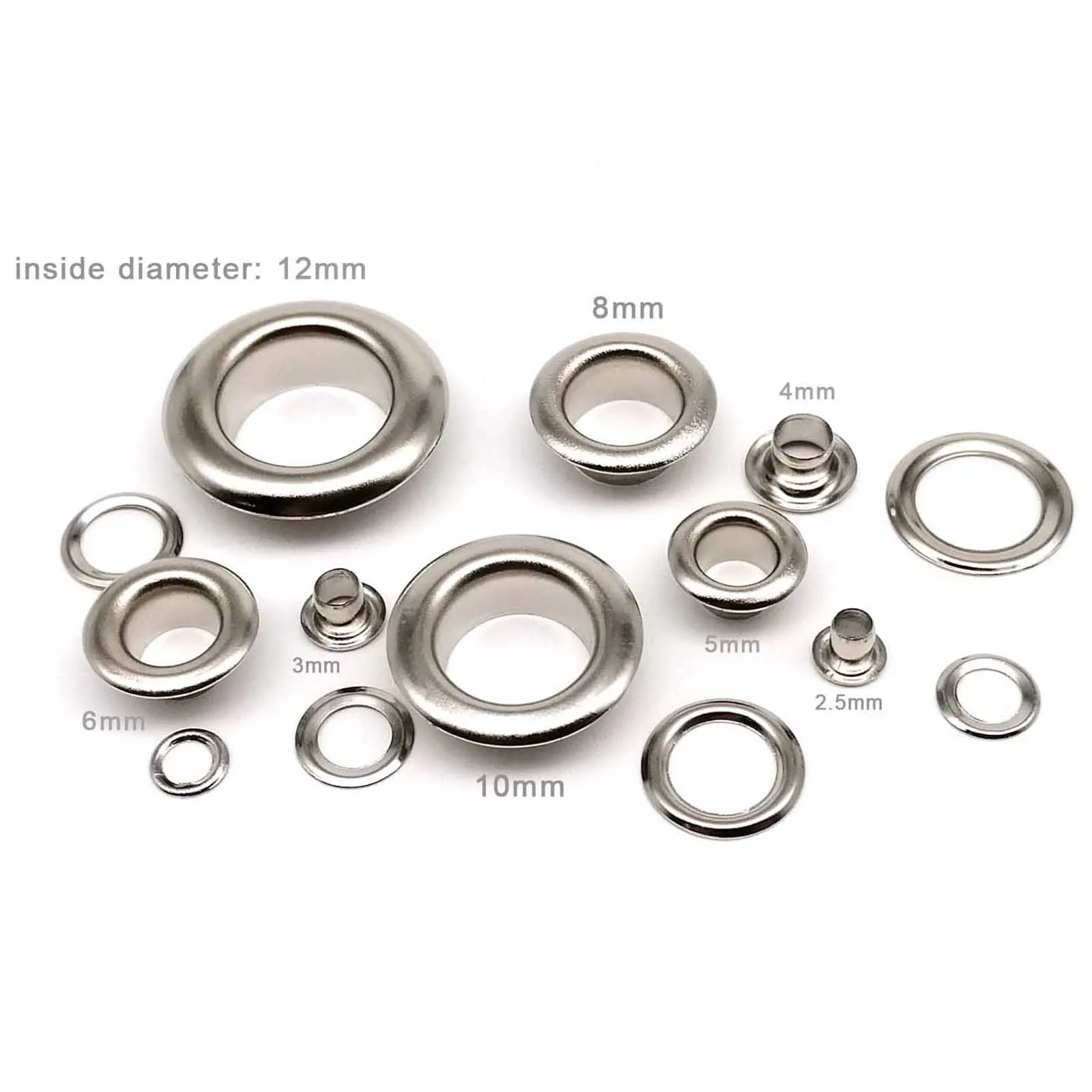 100sets 2.5mm to 12mm Eyelet Grommet Ring With Washer Air Hole Rivet For Leather Bag Shoes Belt Cap Clothes