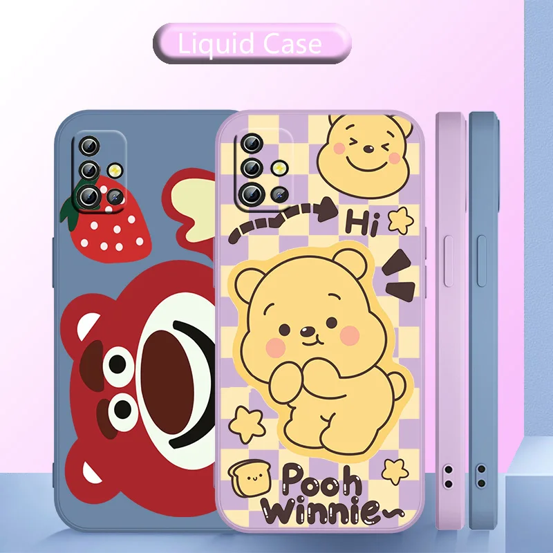 

Winnie the Pooh and the Strawberry Bear Phone Case Liquid Rope For Samsung A11 A21S A22 A31 A32 A33 A42 A51 A52 A53 A71 A72 A73