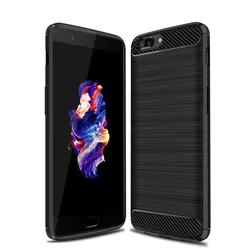 Sleek Matte Silicone Shockproof Carbon Fiber Soft Back Cover with Anti-Knock Frosted Finish for Oneplus 5 (Black)