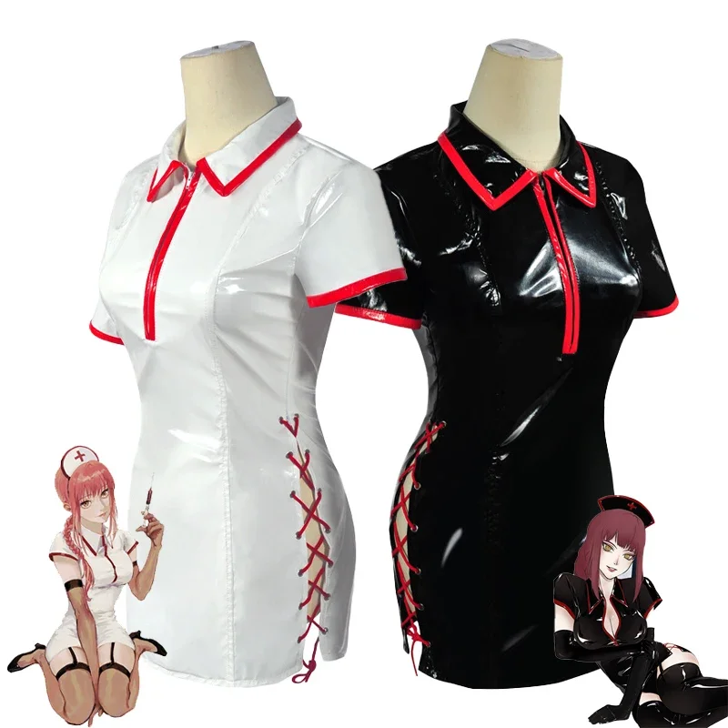 

Disfraz de motosierra de Anime para hombre y mujer, traje de Cosplay de Makima, uniforme de enfermera, vestido Sexy, traje de fi