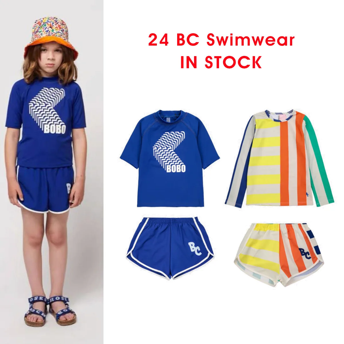 

Kids Swimwear 2024 Summer BC Girls Bikinis Printed Beach Wear Boy Trunks Borad Shorts Bathing Suit Brand Baby One-piece Swimsuit