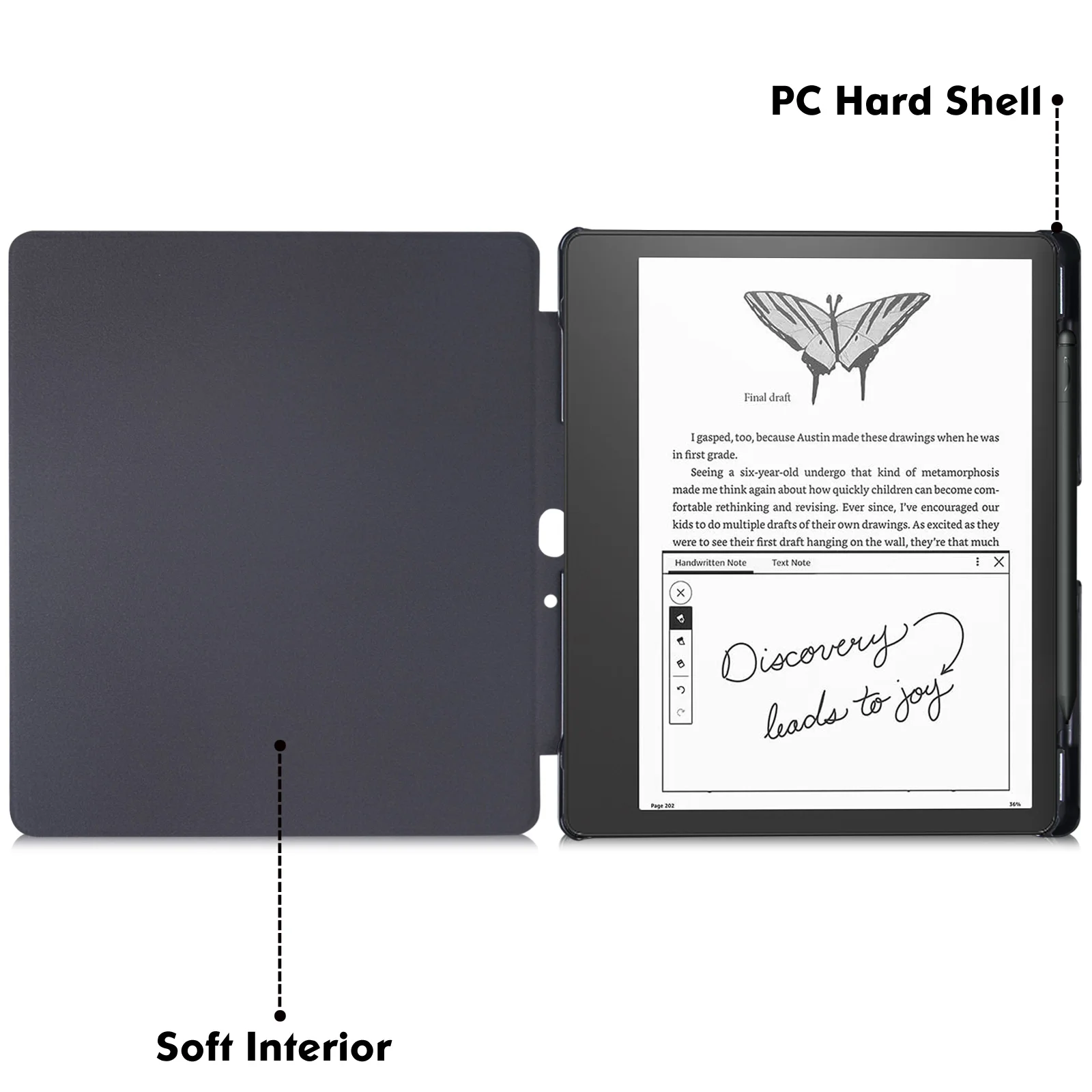 Slim Case para Kindle Scribe Tablet Leve Couro pu Capa Folio Construído em Pen Holder Auto Dormir Wake 102 - Imagem 5