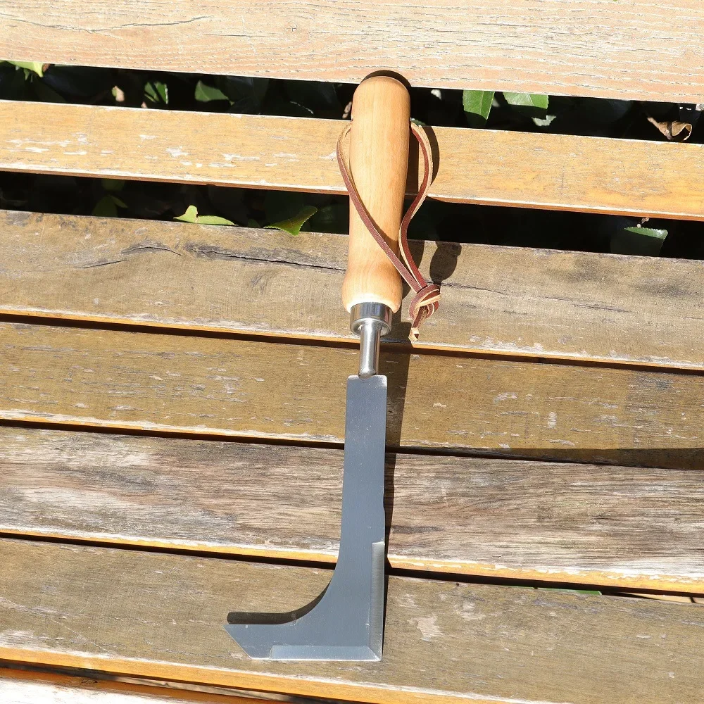 Thickened Stainless Steel Weed Cutter Wood Handle Lawn Gap Cleaning Tool Garden Artifact Sickle Seedling Pruning Scissors