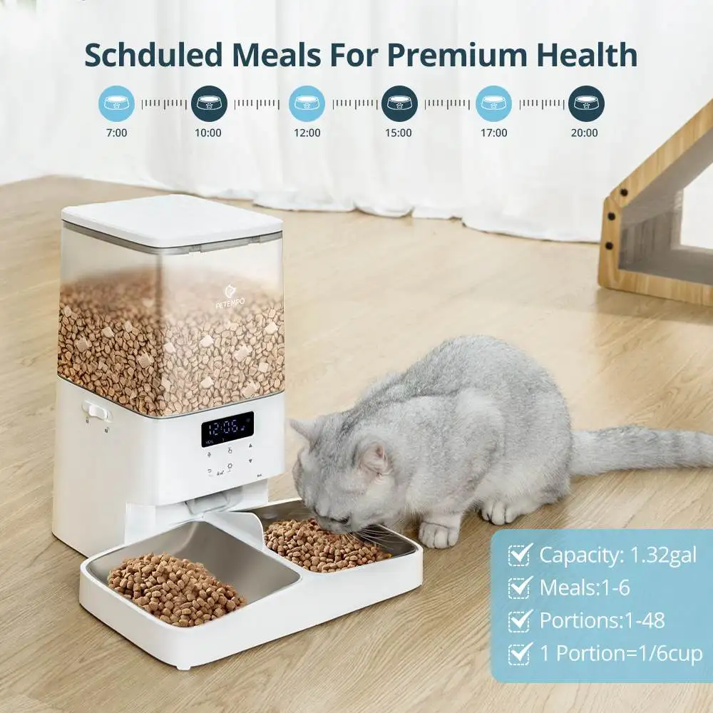 Detachable Washable 5L Automatic Cat Feeder Auto Pet Cat Dry Food