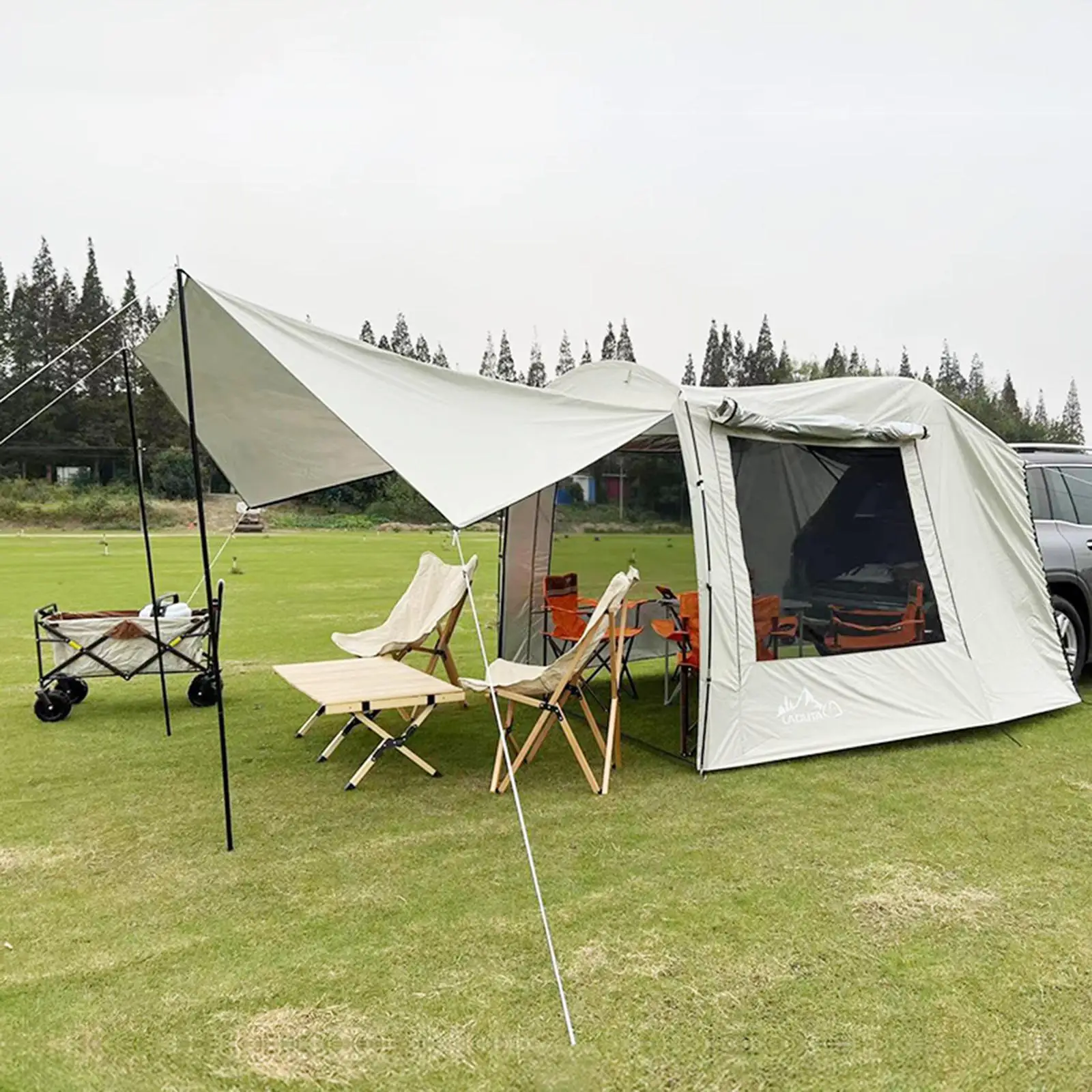 Portable Waterproof Car Rear Tent Camping Shelter Outdoor Trailer Roof Top for Beach