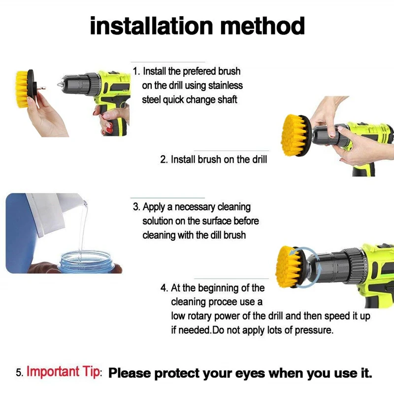 Drill Brush All Purpose Cleaner Scrubbing Brushes for Bathroom Surface Grout Tile Tub Shower Kitchen Auto Care Cleaning Tools drill brush cleaner