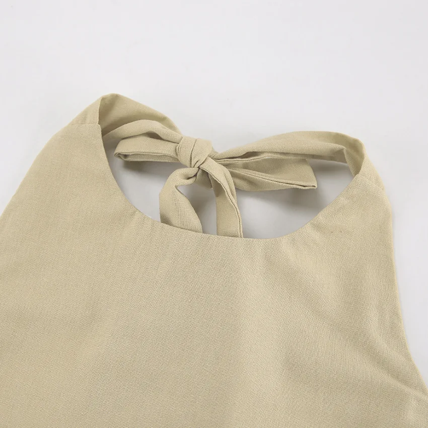 Summer Skirt French Cotton and Linen Neck Halter Dress