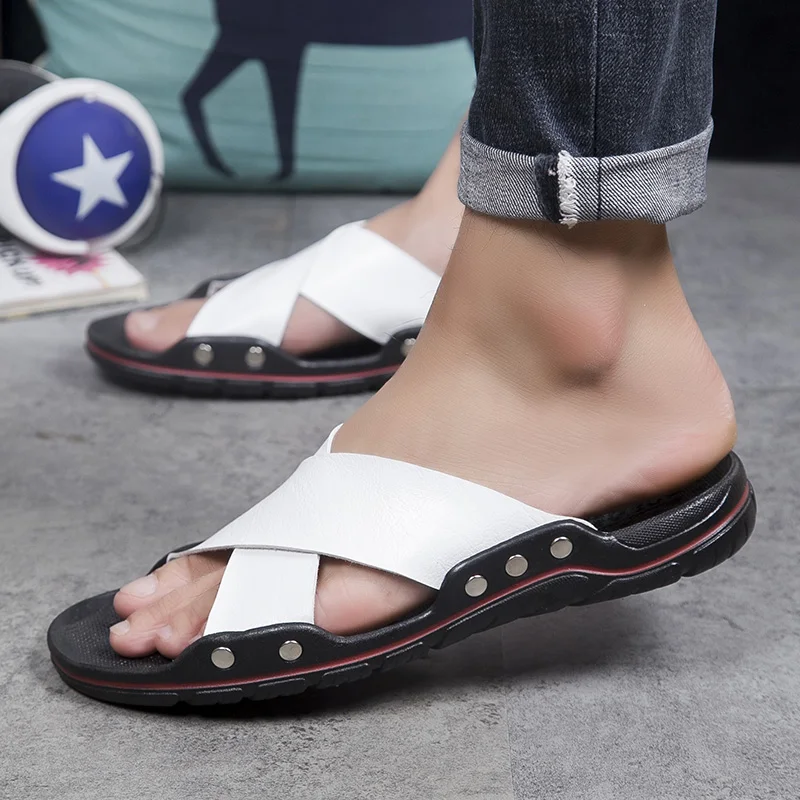 

Сандалии мужские X-образные без шнуровки, Классические дышащие, повседневные пляжные шлепанцы, сланцы, без застежки, для улицы, черные, белые, лето