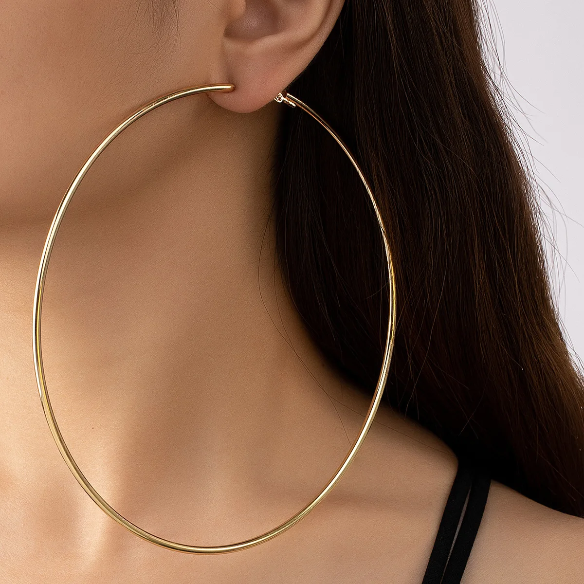 BLIJERY Exaggerated Gold Color Oversized Hoop Earrings Basketball
