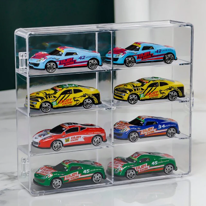 

Acrylic Transparent Display Case Compatible With 8 Slots Display Case For Die Cast Toy Cars Standing On Office Home