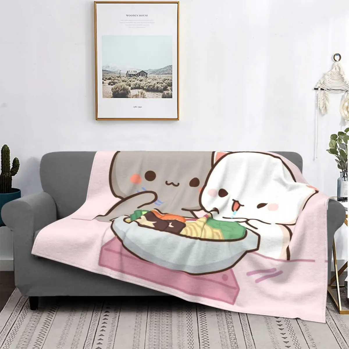

Peach And Goma Eating Salad Blankets Warm Flannel Throw Blanket for Sofa Bedroom Bedding