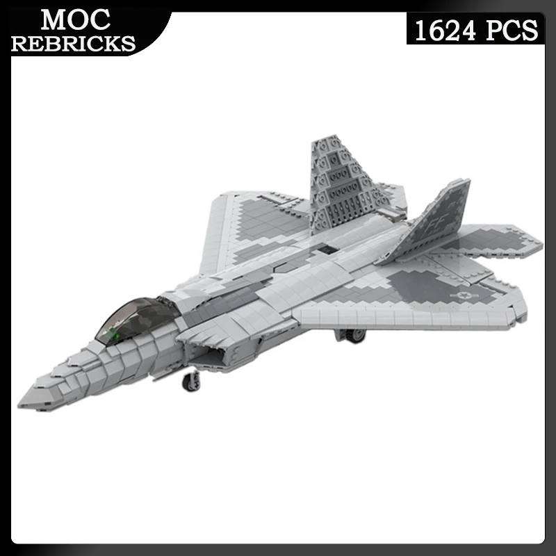 

MOC Military Series F-22 Raptor WW2 Fighter Building Block DIY Model Brick Toys Education Puzzl Originality Children Xmas Gifts
