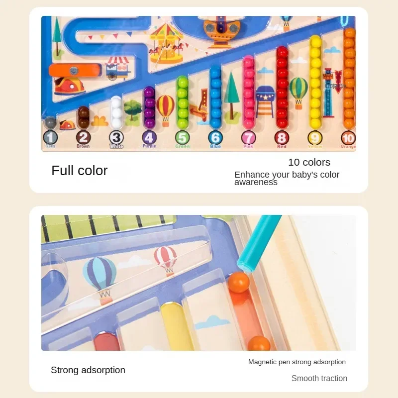 ENIKMOSD Magnetico Labirinto in Legno,Giocattoli Magnetico Labirinto,Giochi Montessori Magnetici, Labirinto Magnetico di Colori e Ordinare Educativi Giocattoli Regalo per Bambini 3 4 5 6 Anni