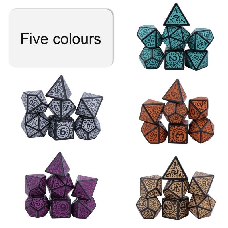 

7Pcs/set Polyhedral Acrylic Dices Multiple Face Various Shape Digital Game Dices for Club Party Family Board Game Drop Shipping