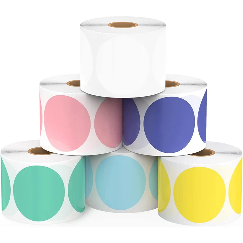 500Pcs/lot 50mm Circle Thermal Sticker Label Self-Adhesive Round Direct Thermal Label for DIY Logo Design QR Code Name Tag