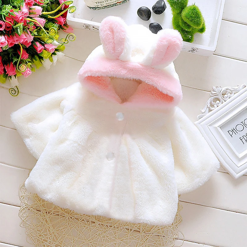 Baby Jacket Baby Coat Children Jacket Autumn Winter Outerwear Baby Girl Clothes Korean Cartoon Cute Fleece Hooded Warm Shawl Newborn Jackets Kids Coats BC1898-1