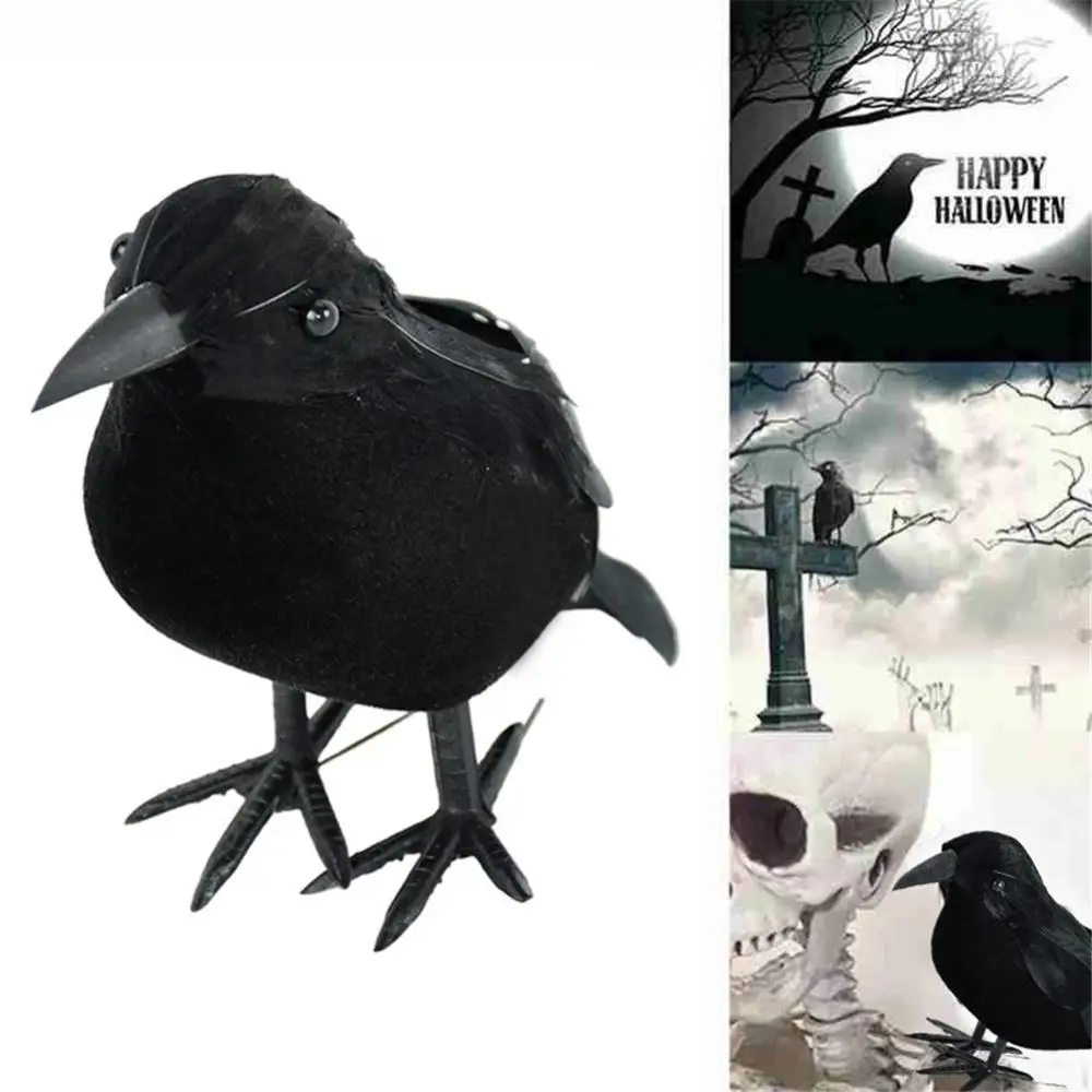 Simulación de cuervo negro para Halloween, accesorios de cuervo negro, simulación de pájaro falso, fantasma, Festival, decoración de Halloween, juguetes de miedo