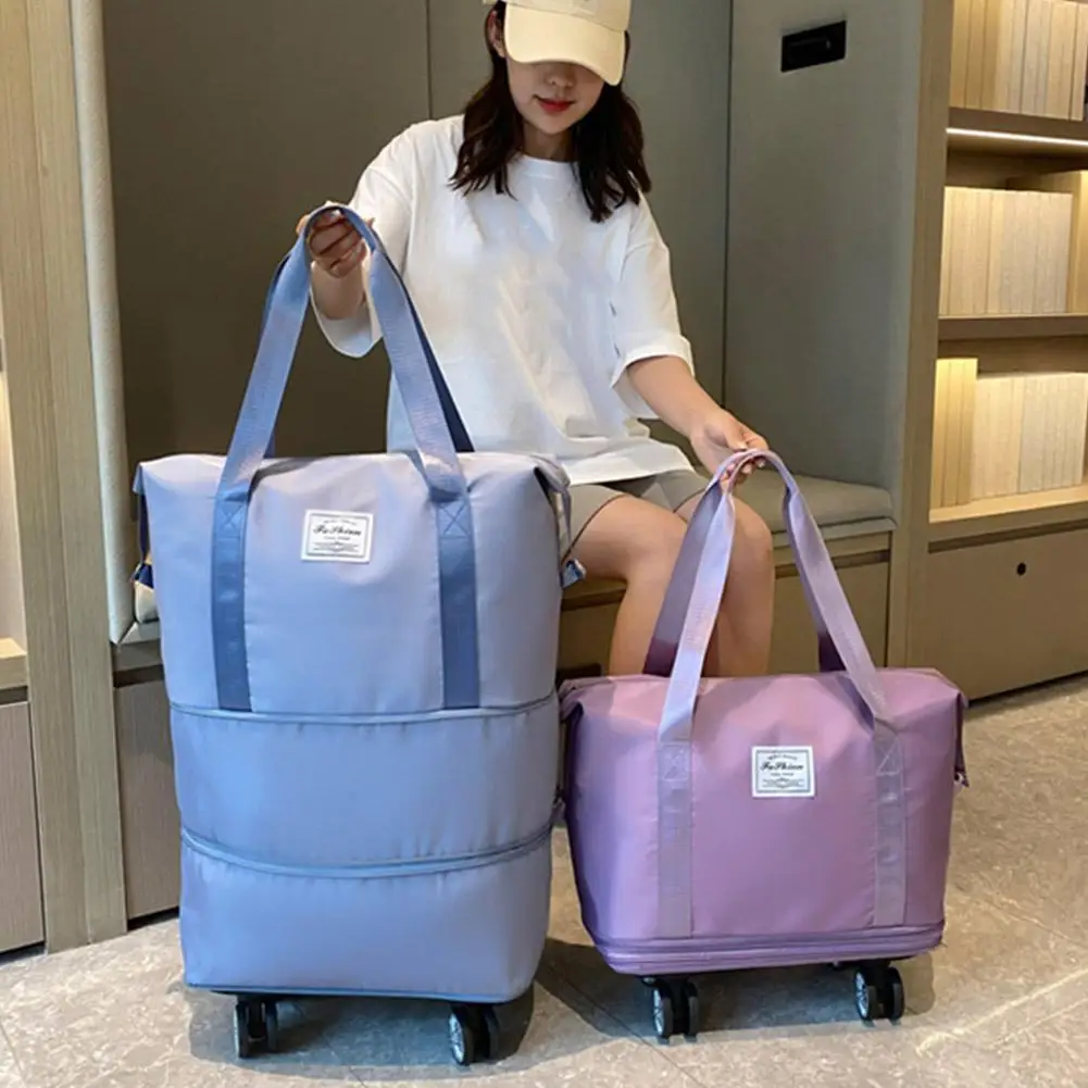 Travel portable large capacity detachable universal wheel storage bag check-in bag with wheel double layer carry-on