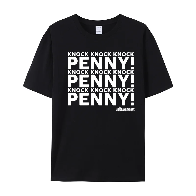 La Maglietta Della Teoria Del Big Bang Penny Knock Knock Knock Logo T-Shirt Da Uomo Nera Nuova Da Uomo