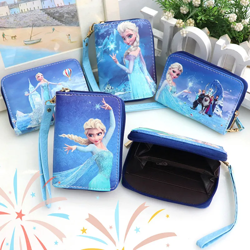 Disney Anime Frozen Coin Purse Kawaii Elsa Card Holder Cartoon