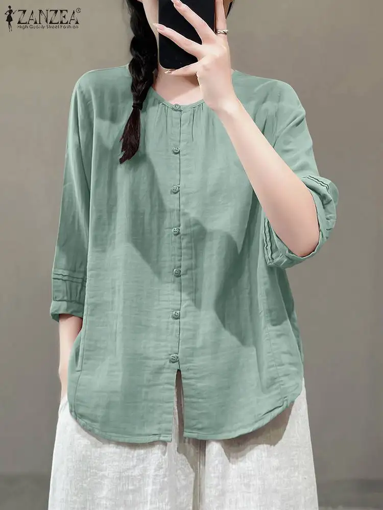 

Блузка ZANZEA Женская хлопковая на пуговицах, весна-лето