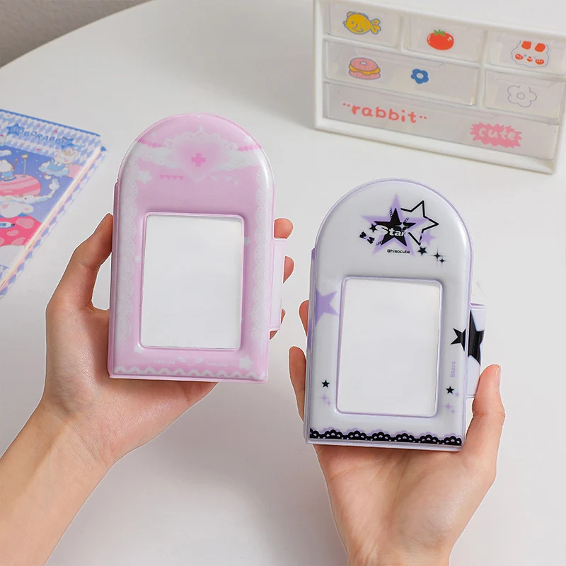 

New Cross Print Photocard Holder 40 Pockets 3 Inch Photo Album Pink Geometric Hollow Photocard Collect Book Mini Kpop Idol Cards