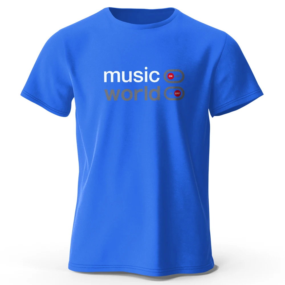 Men's Oversized Music World Graphic T-Shirt – 100% Cotton Summer Top