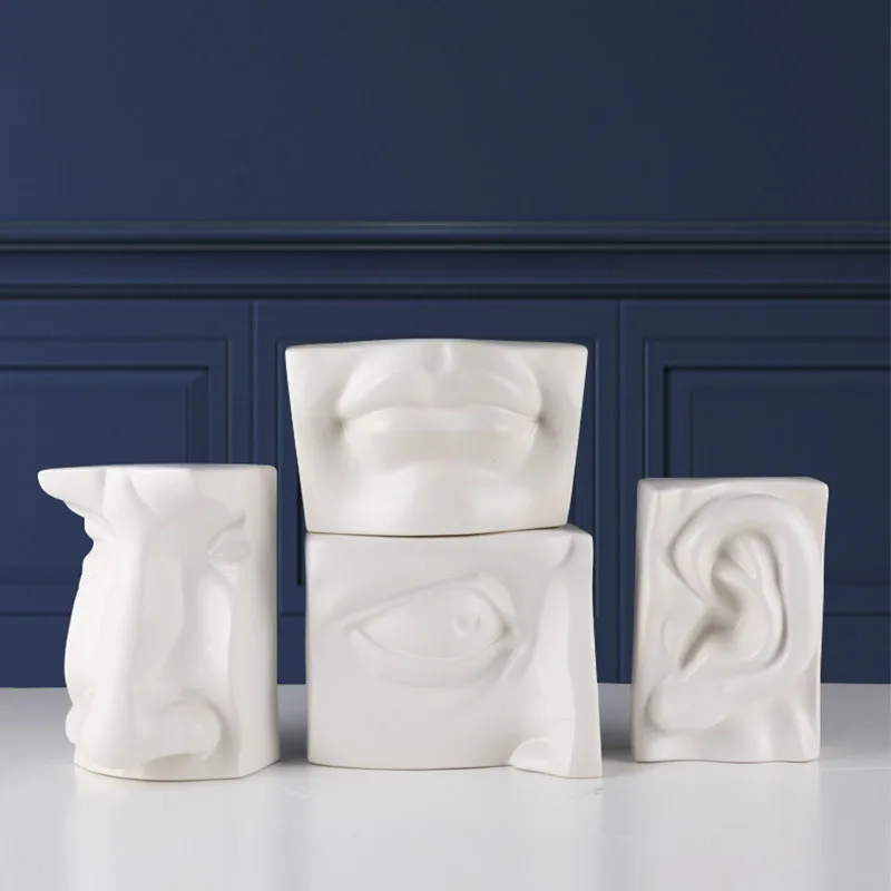 

Керамические украшения для лица для украшения дома, креативный портрет, украшения для лица, современный минималистский стиль, поделки для носа и рта