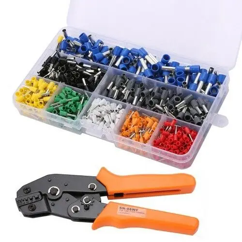 

800PCS Cable Wire Terminal Connectors W/ Ferrule Crimper Plier Crimp Tool
