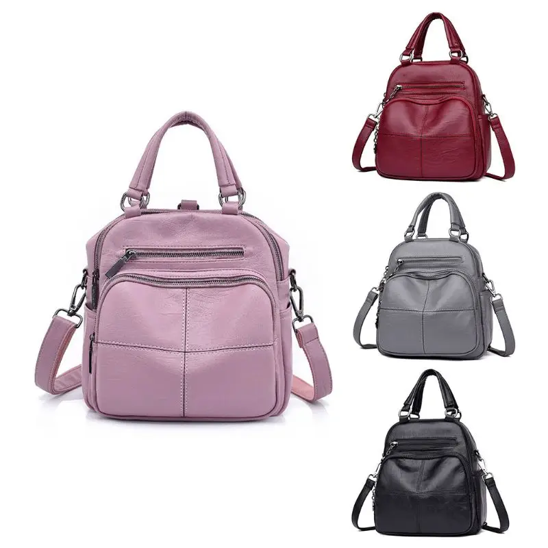Women Backpack Washed Leather Ladies Rucksack Crossbody Sling Shoulder Bag Purse E74B