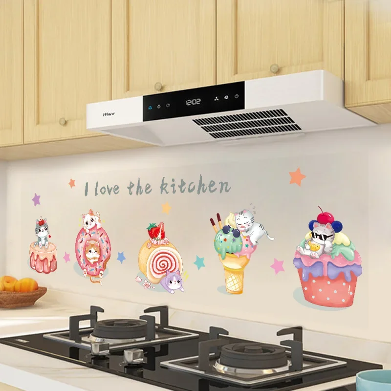 Kitchen High Temperature Oil Smoke Resistant Tiles Wall Waterproof Moisture Proof Self Adhesive Transparent Stickers Kitchen Wall Sticker Wall Stickers