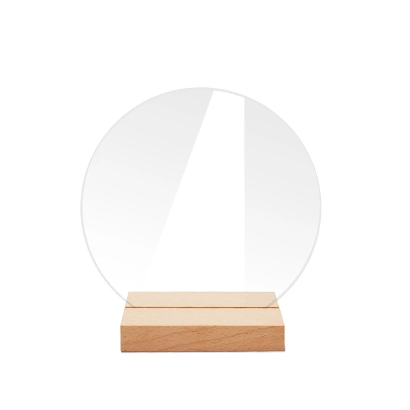 10pcs Acrylic Table Sign Holder with Wooden Base Blank Clear Wedding Sign Number Place Card Holder Display Stand for Bar